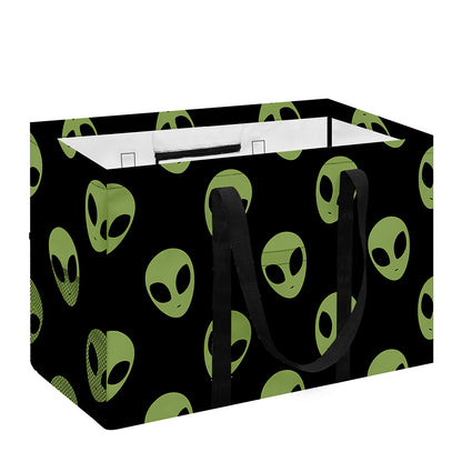 Green Alien Face Pattern Print Utility Tote Bag