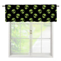 Green Alien Face Pattern Print Window Valance