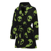 Green Alien Face Pattern Print Women's Bathrobe