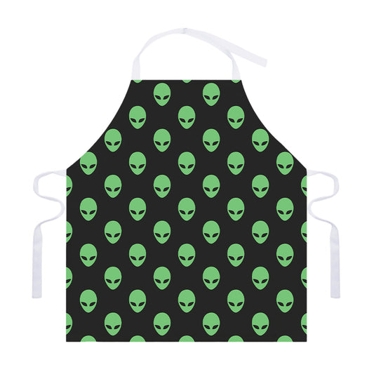 Green Alien Face Print Adjustable Apron