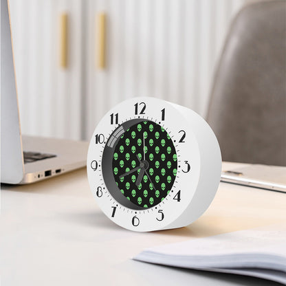 Green Alien Face Print Alarm Clock