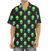 Green Alien Face Print Aloha Shirt