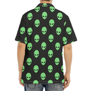 Green Alien Face Print Aloha Shirt