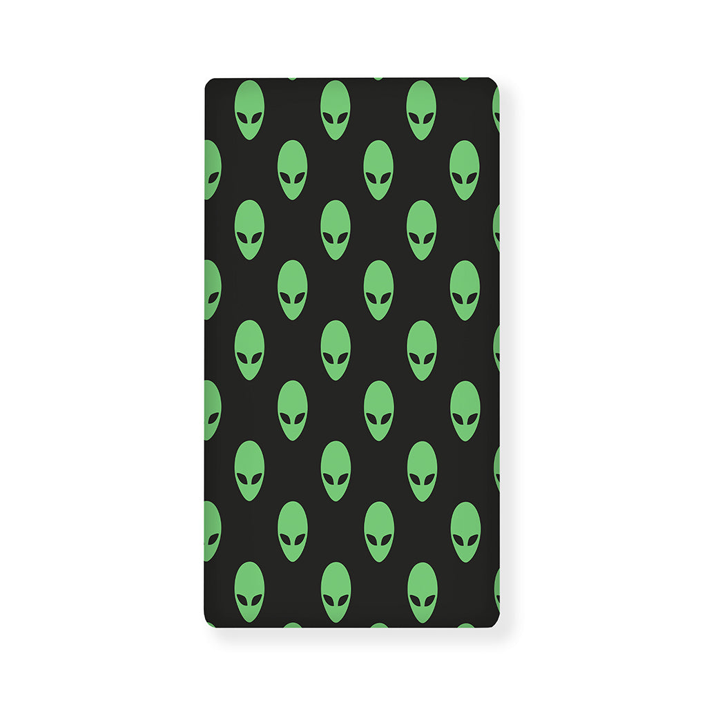 Green Alien Face Print Baby Crib Sheet