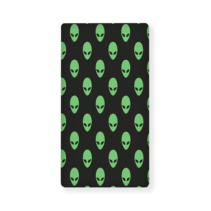 Green Alien Face Print Baby Crib Sheet