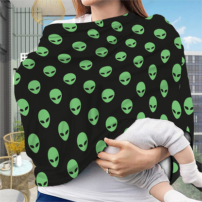 Green Alien Face Print Baby Seat Cover