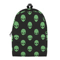 Green Alien Face Print School Backpack