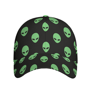 Green Alien Face Print Baseball Cap