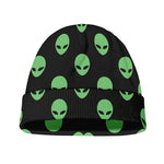 Green Alien Face Print Beanie