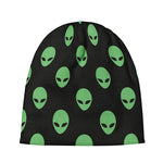 Green Alien Face Print Beanie