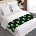 Green Alien Face Print Bed Runner