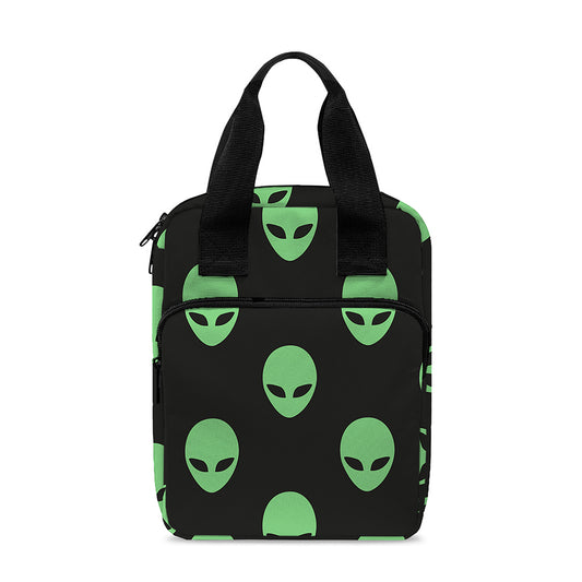 Green Alien Face Print Bible Tote Bag