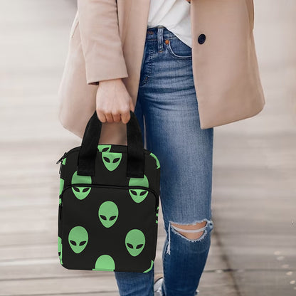 Green Alien Face Print Bible Tote Bag