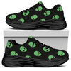 Green Alien Face Print Black Chunky Shoes