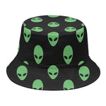 Green Alien Face Print Bucket Hat