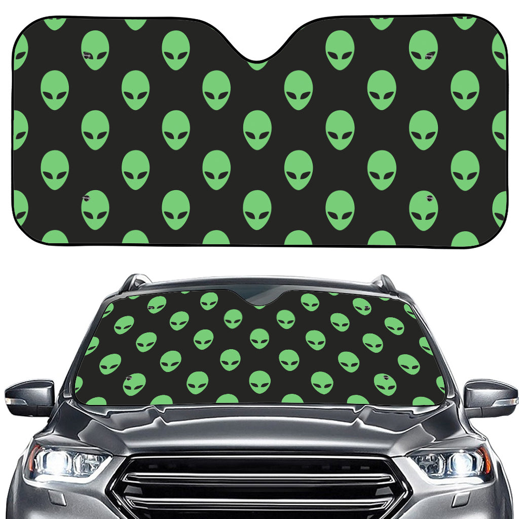 Green Alien Face Print Car Windshield Sun Shade