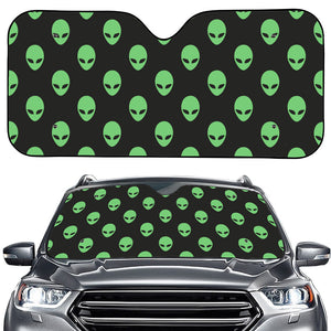 Green Alien Face Print Car Windshield Sun Shade