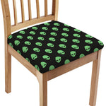 Green Alien Face Print Chair Cushion Cover