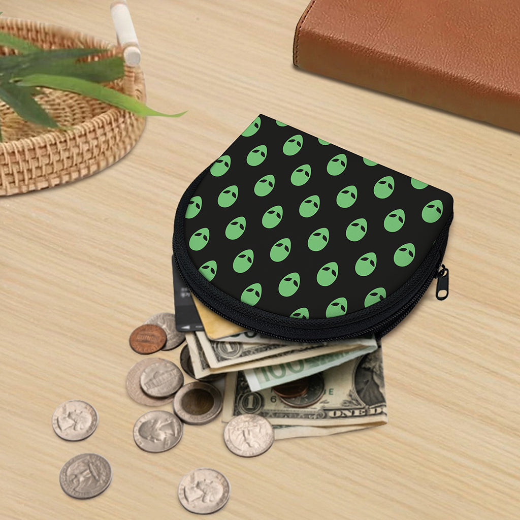 Green Alien Face Print Coin Purse