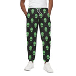 Green Alien Face Print Cotton Pants