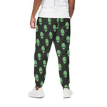 Green Alien Face Print Cotton Pants