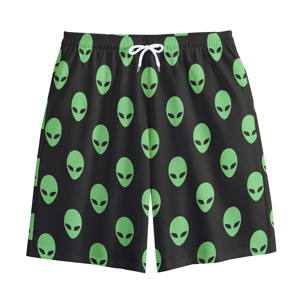 Green Alien Face Print Cotton Shorts