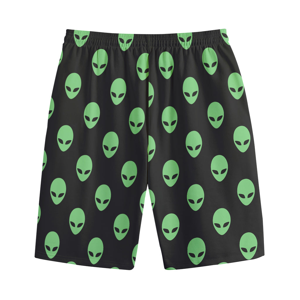 Green Alien Face Print Cotton Shorts