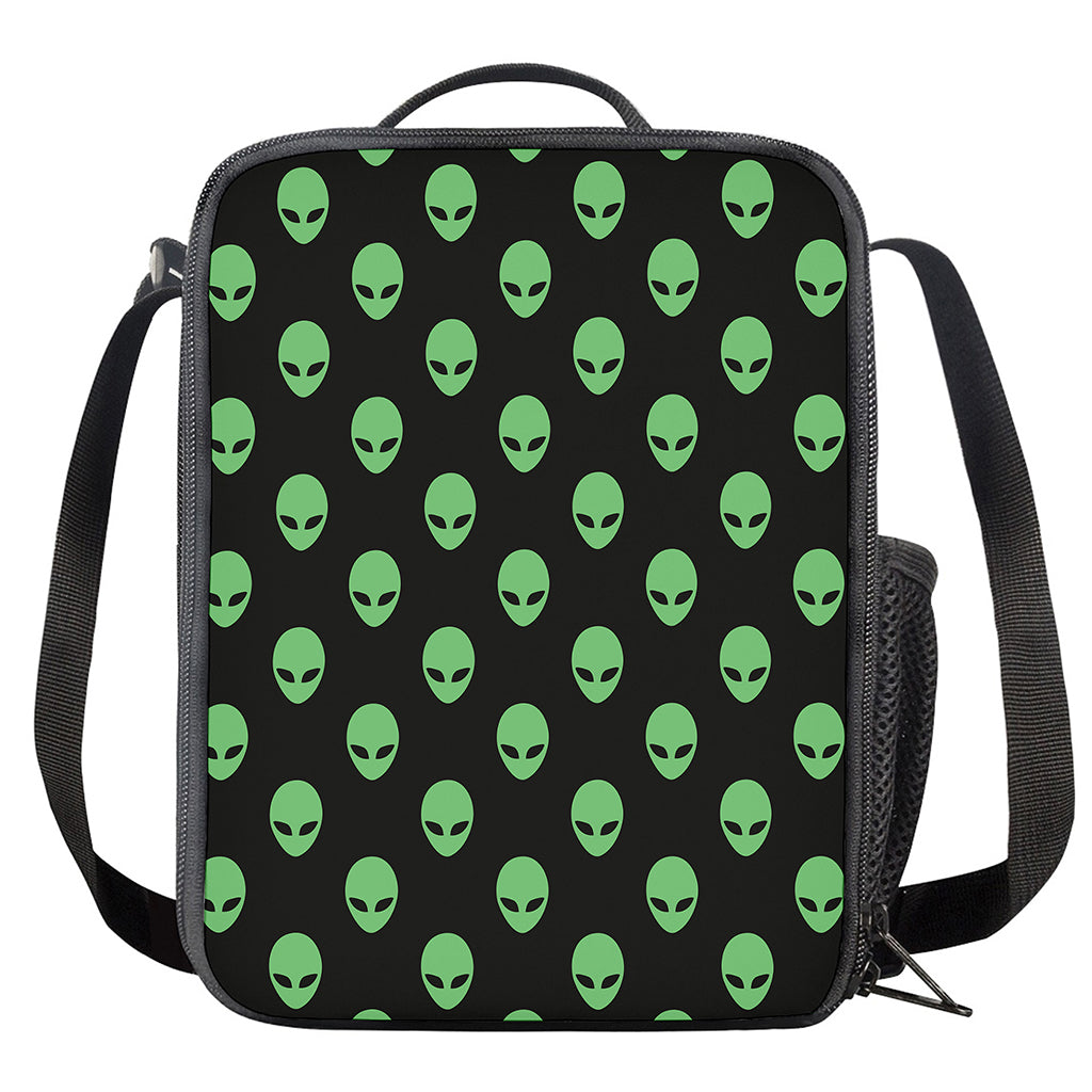 Green Alien Face Print Crossbody Lunch Bag