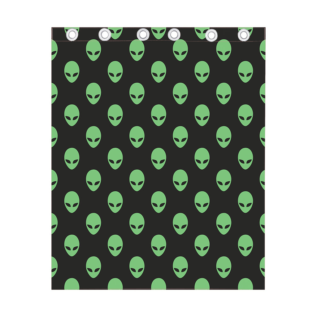 Green Alien Face Print Curtain