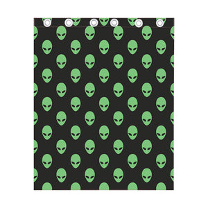 Green Alien Face Print Curtain