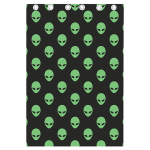 Green Alien Face Print Curtain