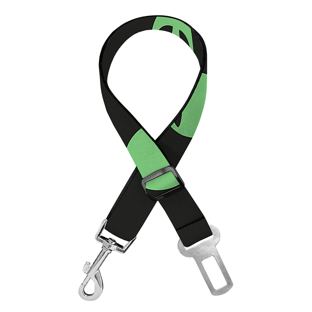 Green Alien Face Print Dog Seat Belt