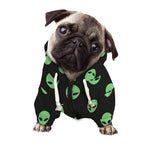 Green Alien Face Print Dog Zip Up Hoodie