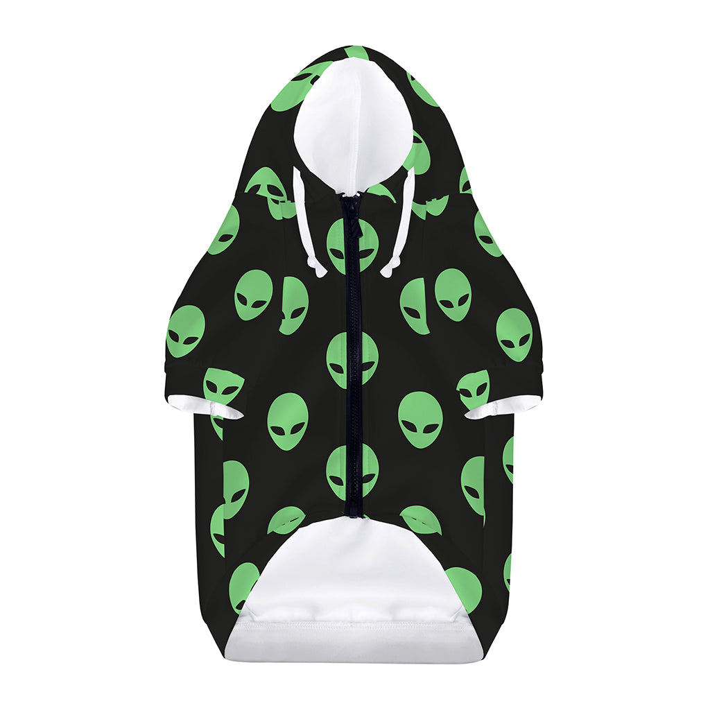 Green Alien Face Print Dog Zip Up Hoodie