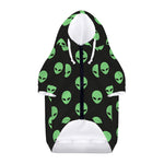 Green Alien Face Print Dog Zip Up Hoodie