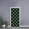 Green Alien Face Print Door Sticker