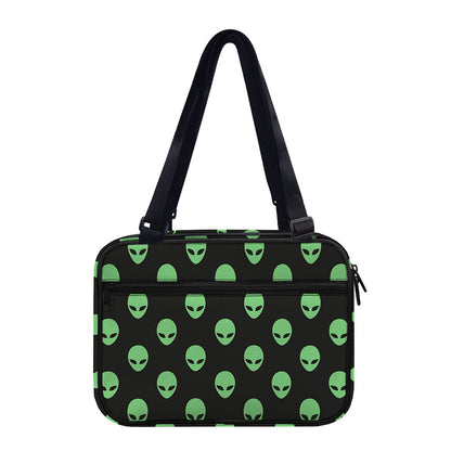 Green Alien Face Print Double Strap Bible Bag