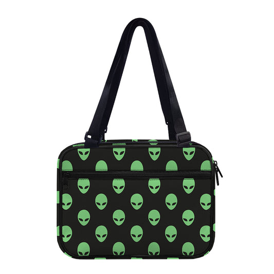 Green Alien Face Print Double Strap Bible Bag