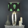 Green Alien Face Print Drum Lamp Shade