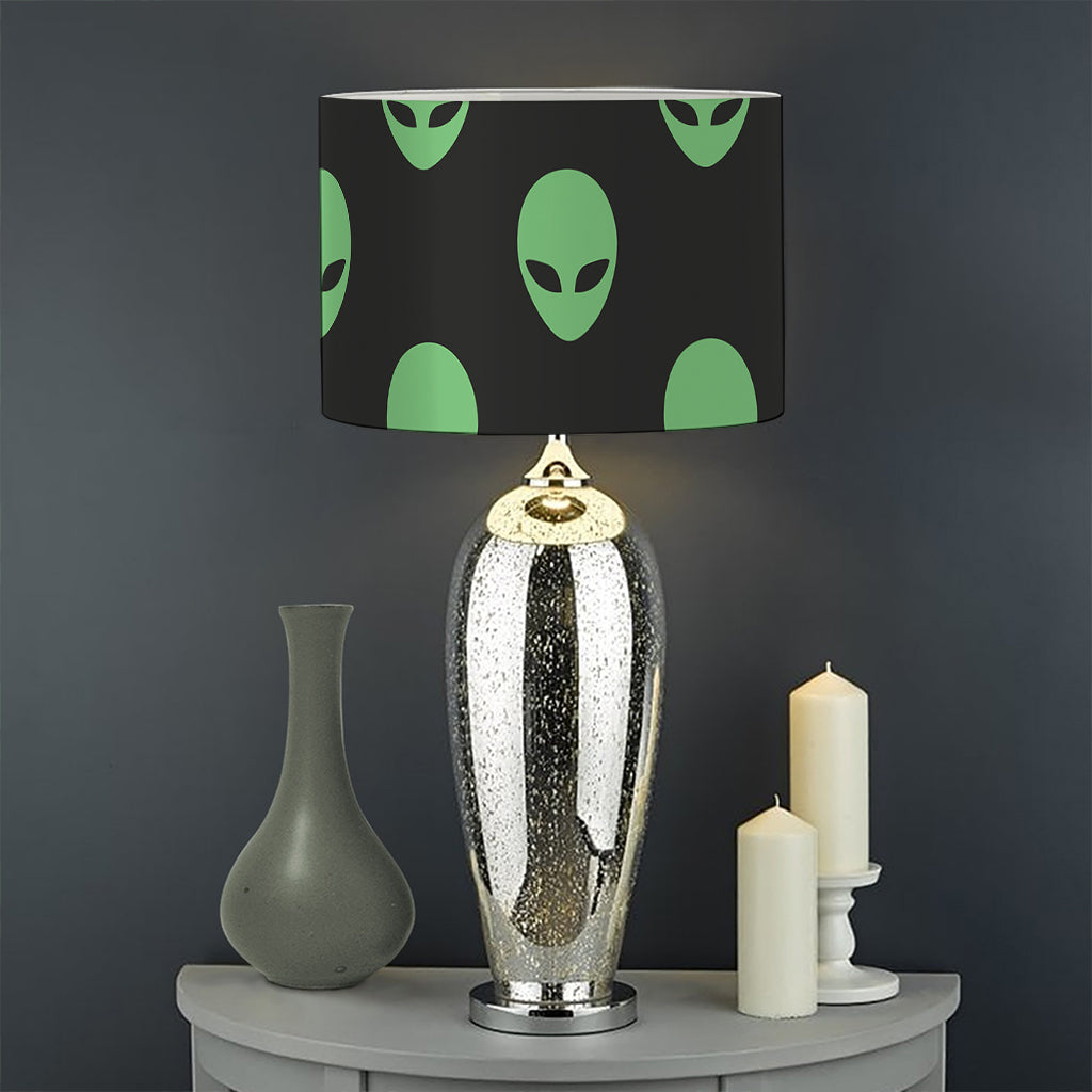 Green Alien Face Print Drum Lamp Shade