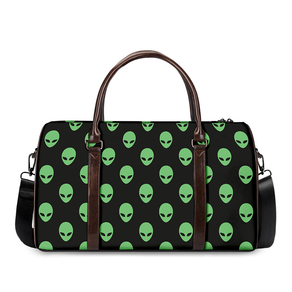 Green Alien Face Print Duffle Bag