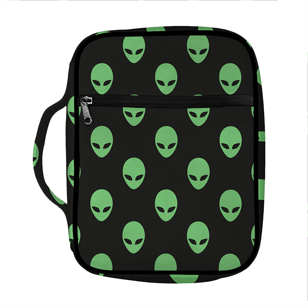 Green Alien Face Print Front Pocket Bible Bag
