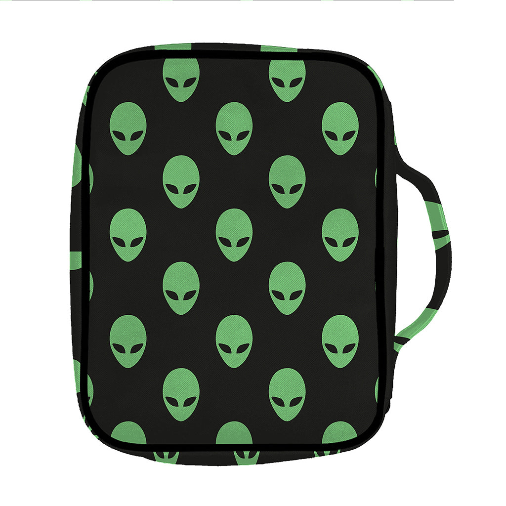 Green Alien Face Print Front Pocket Bible Bag