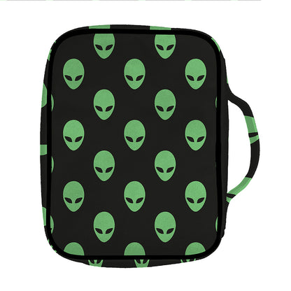 Green Alien Face Print Front Pocket Bible Bag