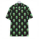 Green Alien Face Print Hawaiian Shirt