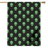 Green Alien Face Print House Flag