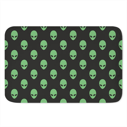 Green Alien Face Print Indoor Door Mat