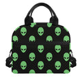 Green Alien Face Print Insulated Lunch Bag
