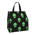 Green Alien Face Print Insulated Lunch Tote