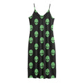 Green Alien Face Print Jersey Midi Cami Dress